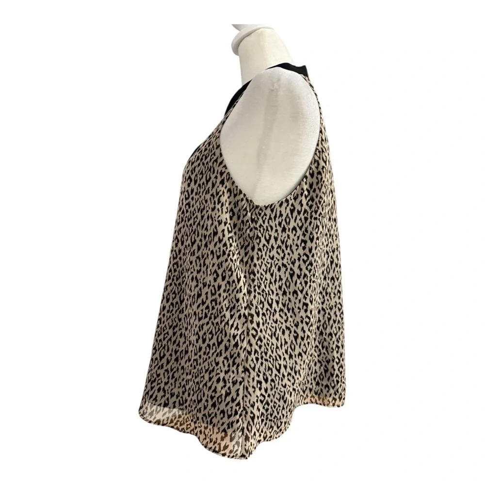 BCBGeneration Leopard Print Halter Top with Black Tie size Small - Picture 5 of 8